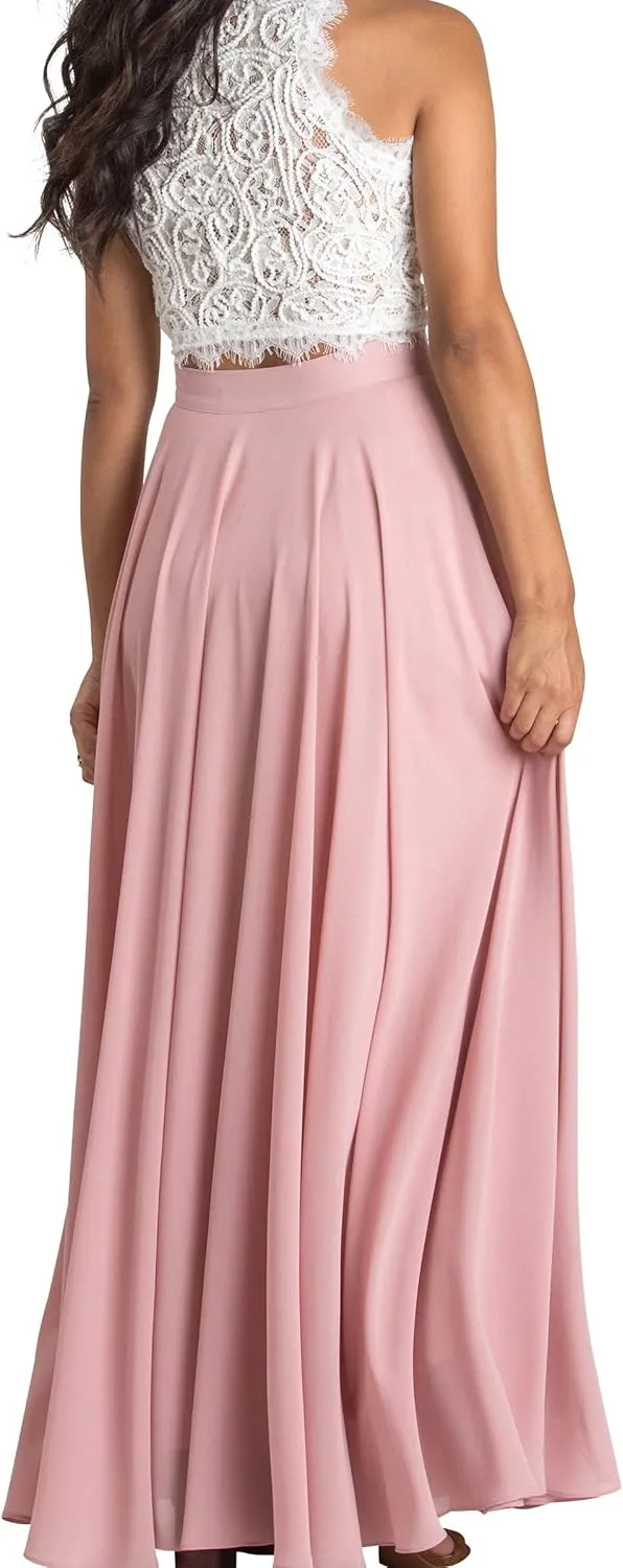 Women's Classic Flowy Maxi Skirt - Perfect for Engagements, Weddings, Any Special Occasions! Beautiful, Soft, and Elegant.