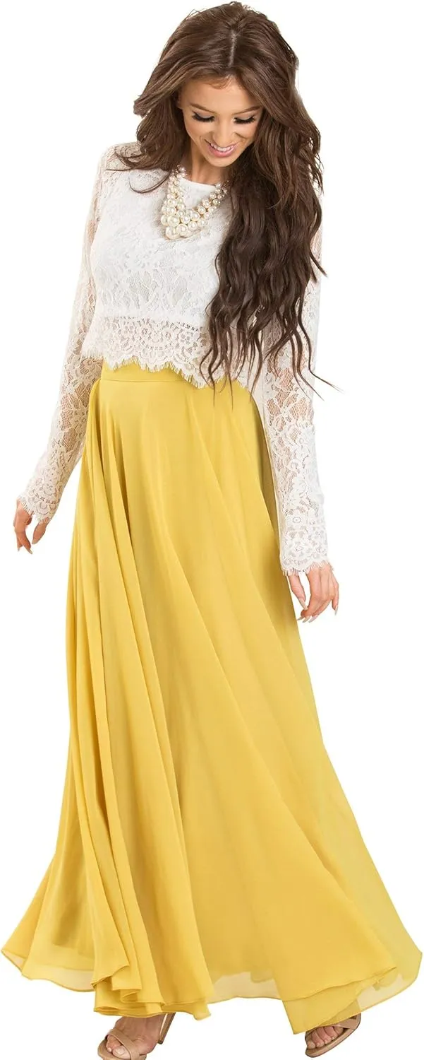 Women's Classic Flowy Maxi Skirt - Perfect for Engagements, Weddings, Any Special Occasions! Beautiful, Soft, and Elegant.