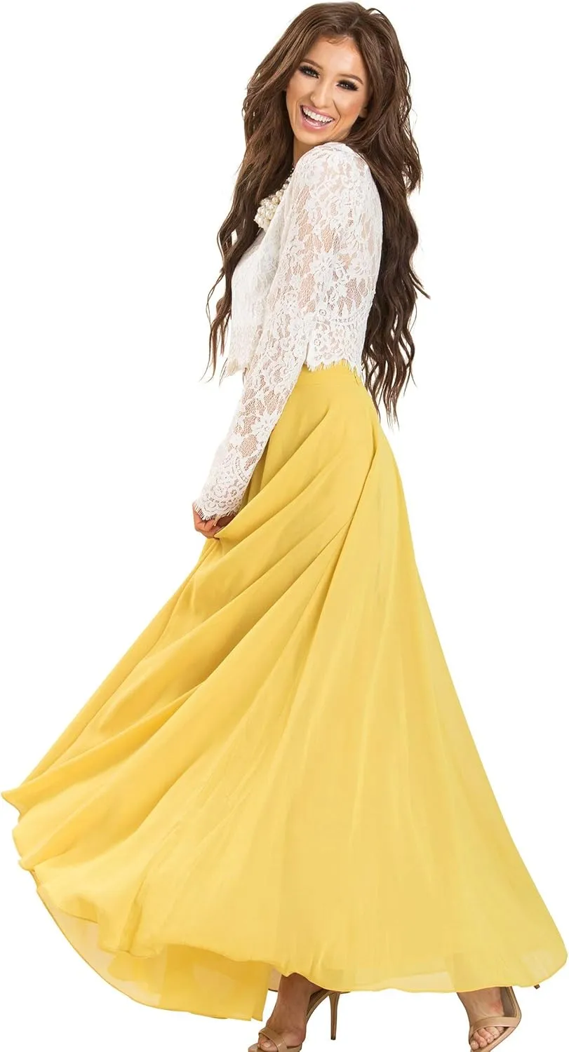 Women's Classic Flowy Maxi Skirt - Perfect for Engagements, Weddings, Any Special Occasions! Beautiful, Soft, and Elegant.