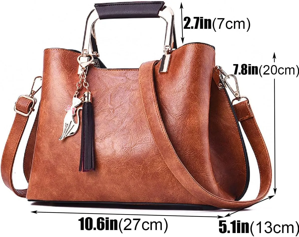 Womens Handbags and Purses Fashion Top Handle Satchel Tote PU Leather Shoulder Bags