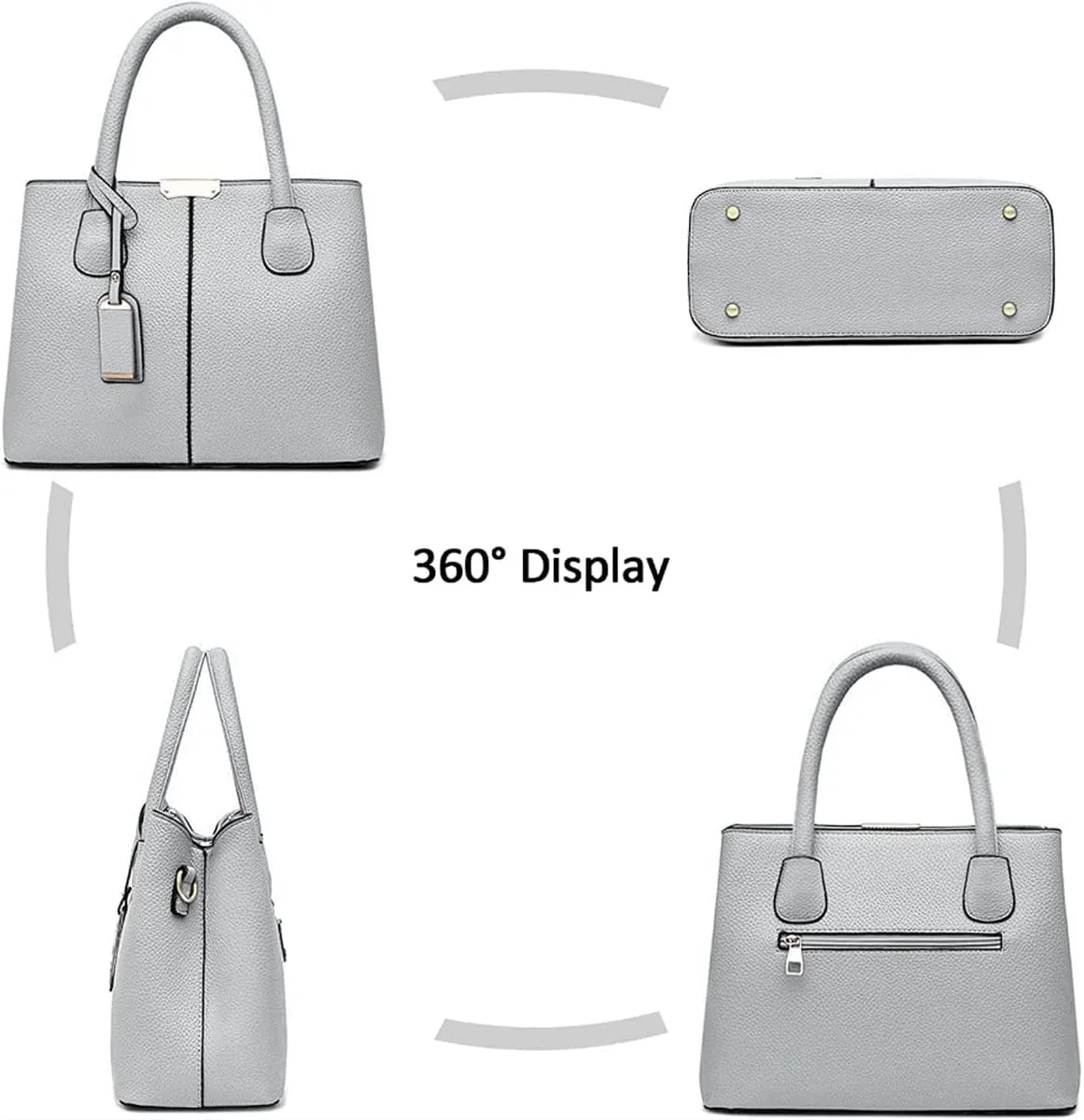 Womens Handbags and Purses Fashion Top Handle Satchel Tote PU Leather Shoulder Bags(Black