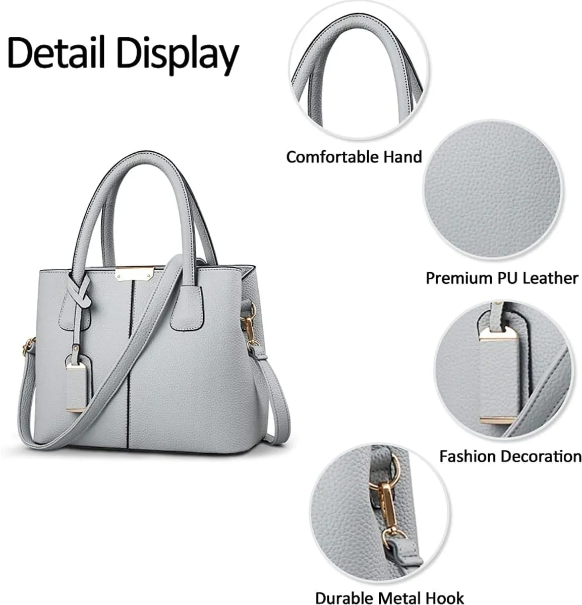 Womens Handbags and Purses Fashion Top Handle Satchel Tote PU Leather Shoulder Bags(Black