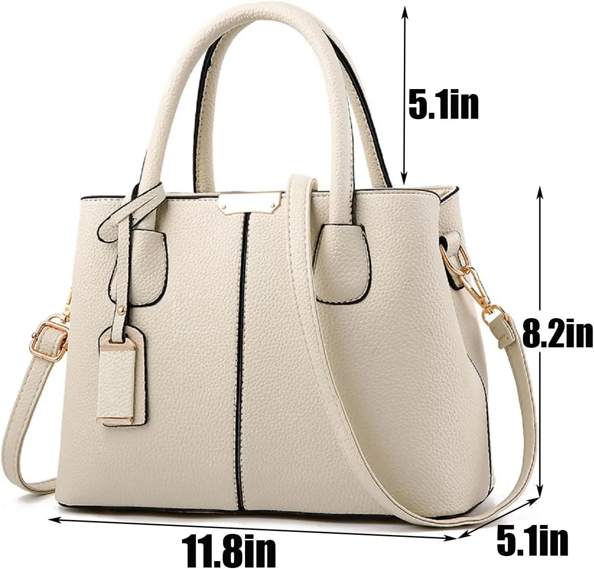 Womens Handbags and Purses Fashion Top Handle Satchel Tote PU Leather Shoulder Bags(Black