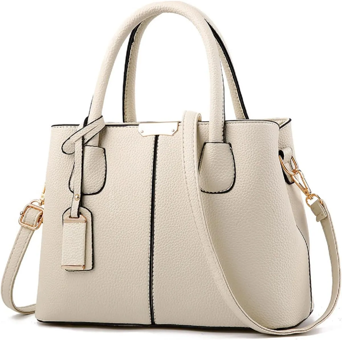Womens Handbags and Purses Fashion Top Handle Satchel Tote PU Leather Shoulder Bags(Black