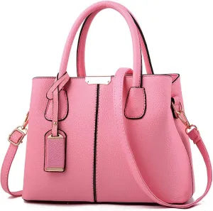 Womens Handbags and Purses Fashion Top Handle Satchel Tote PU Leather Shoulder Bags(Black