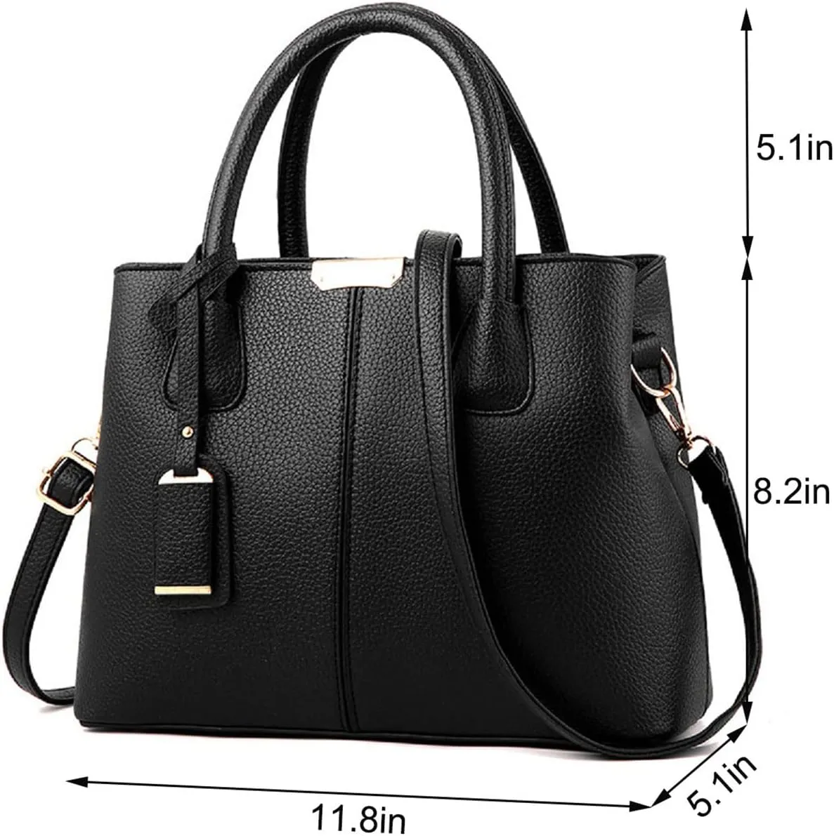 Womens Handbags and Purses Fashion Top Handle Satchel Tote PU Leather Shoulder Bags(Black