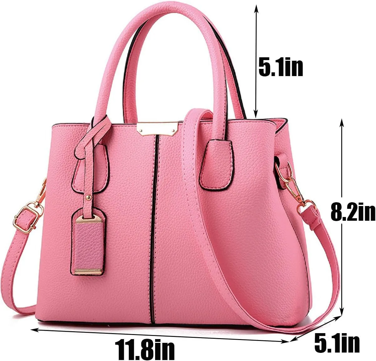 Womens Handbags and Purses Fashion Top Handle Satchel Tote PU Leather Shoulder Bags(Black