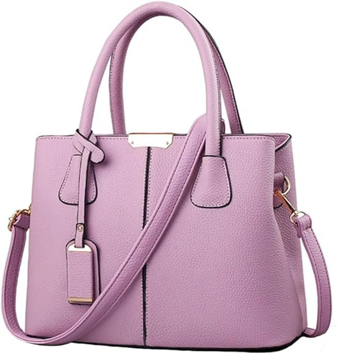Womens Handbags and Purses Fashion Top Handle Satchel Tote PU Leather Shoulder Bags(Black