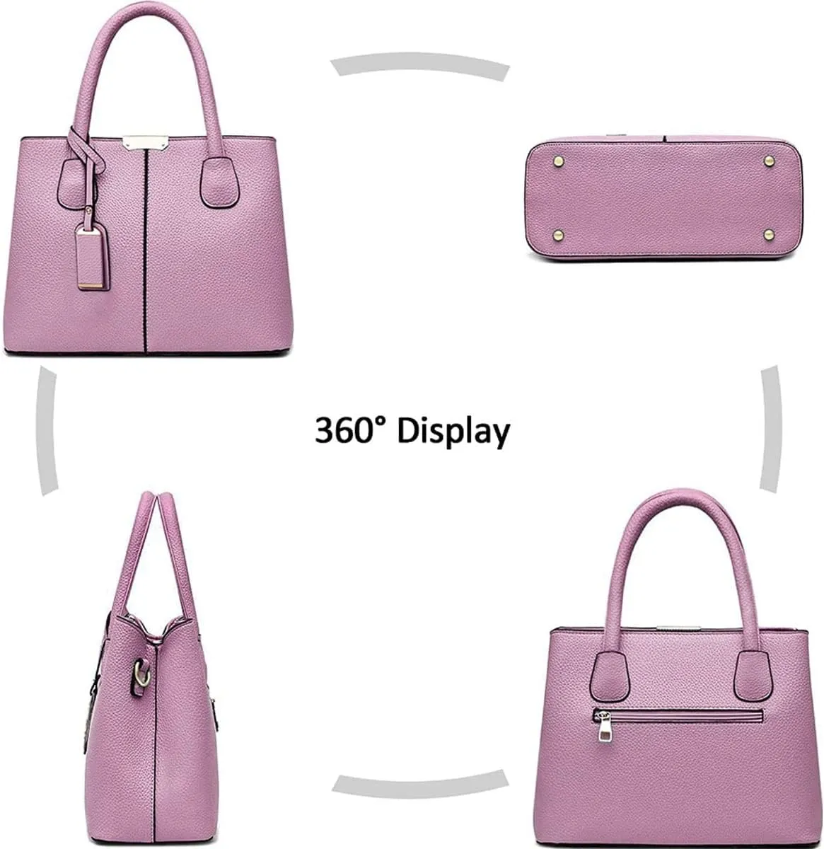 Womens Handbags and Purses Fashion Top Handle Satchel Tote PU Leather Shoulder Bags(Black