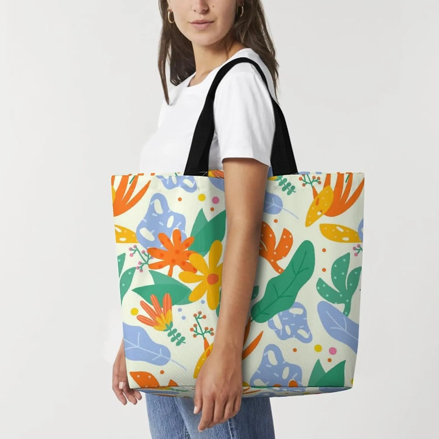 Womens Large Capacity Tote Bag for Shopping Travel and Daily Use Stylish Canvas Shoulder Bag for Beach Grocery Work