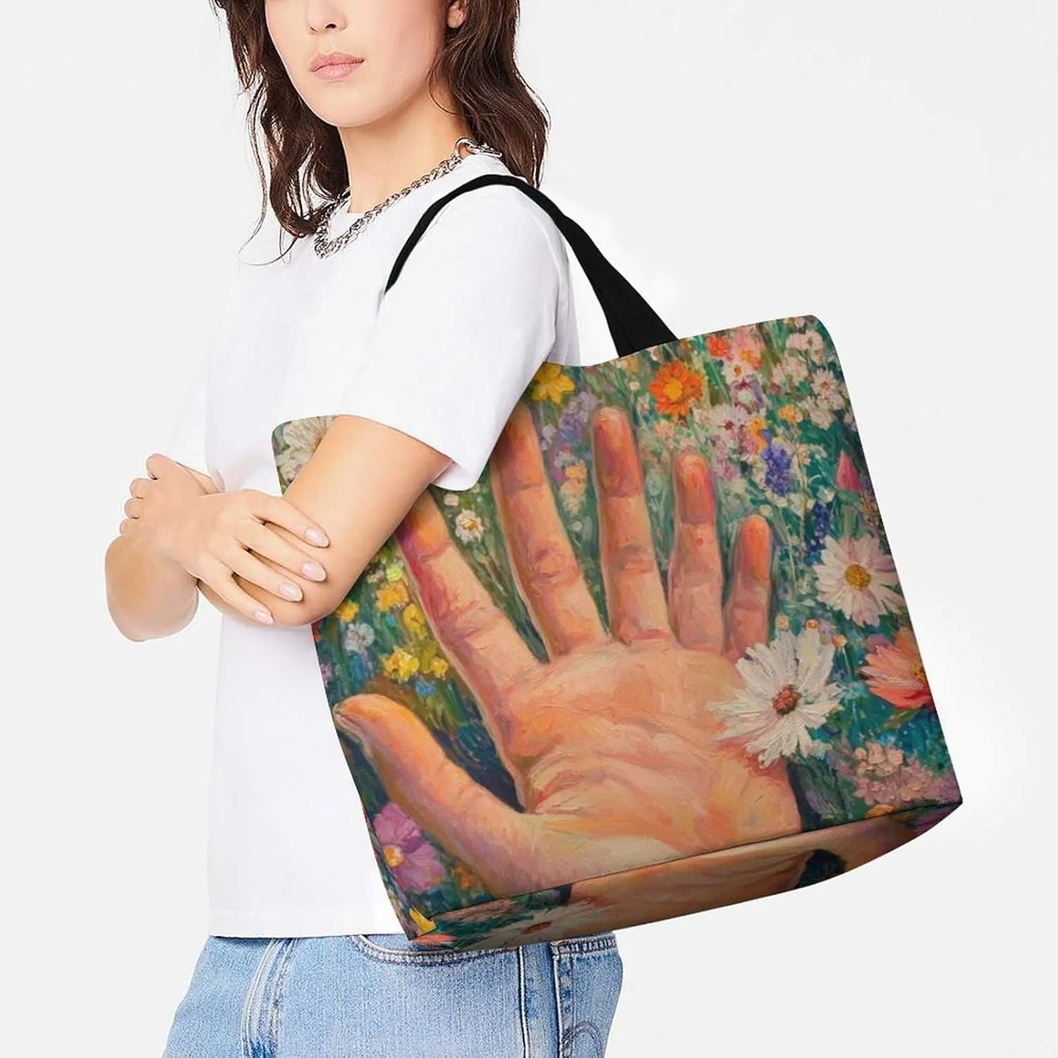 Womens Large Capacity Tote Bag for Shopping Travel and Daily Use Stylish Canvas Shoulder Bag for Beach Grocery Work