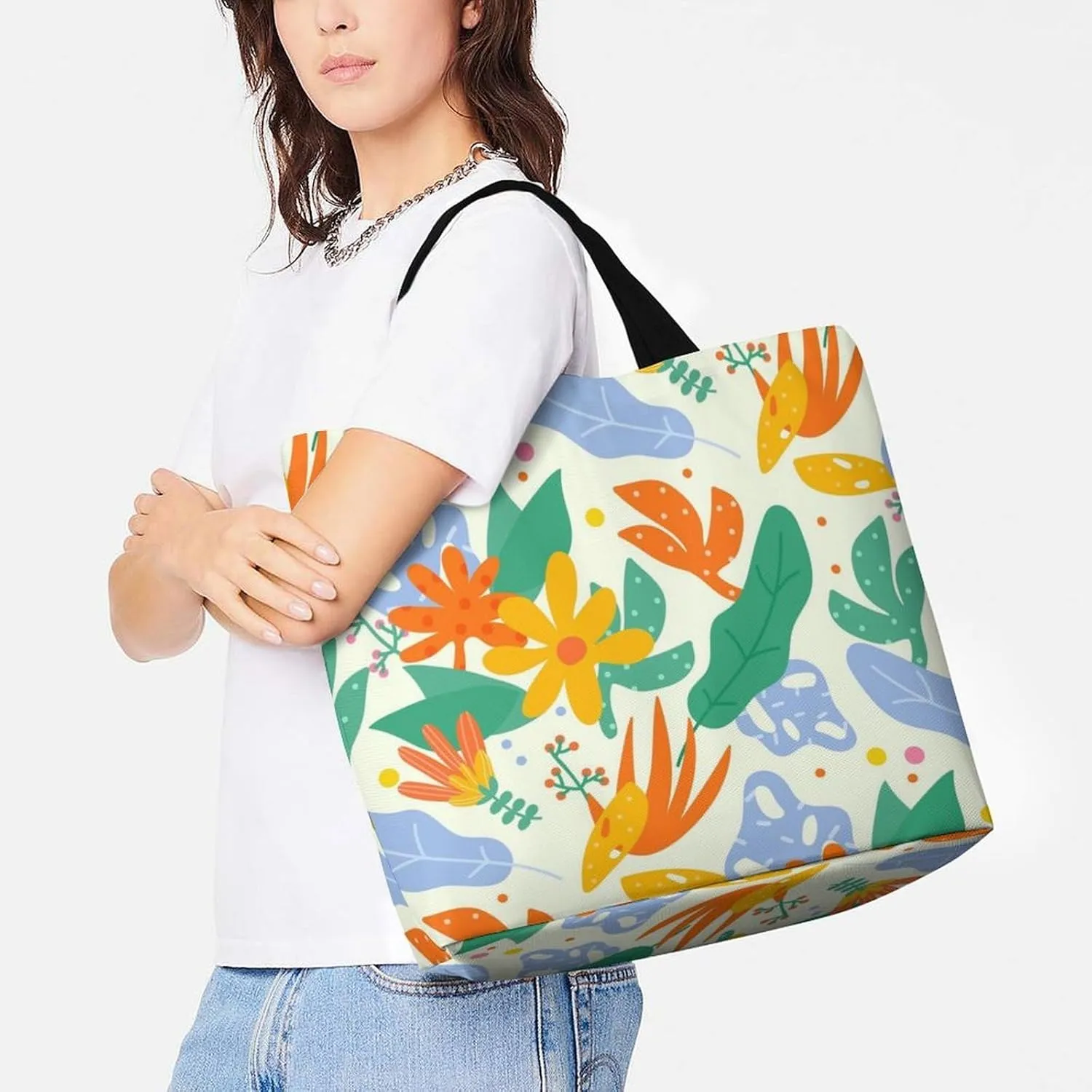 Womens Large Capacity Tote Bag for Shopping Travel and Daily Use Stylish Canvas Shoulder Bag for Beach Grocery Work