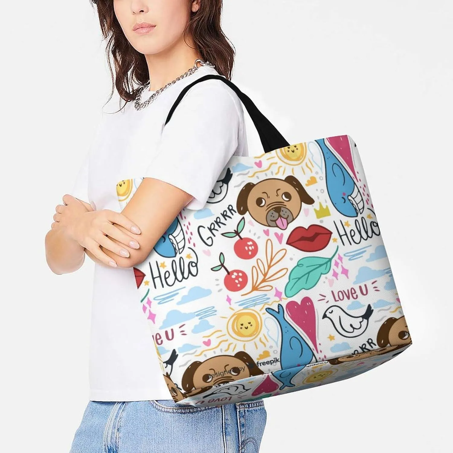 Womens Large Capacity Tote Bag for Shopping Travel and Daily Use Stylish Canvas Shoulder Bag for Beach Grocery Work