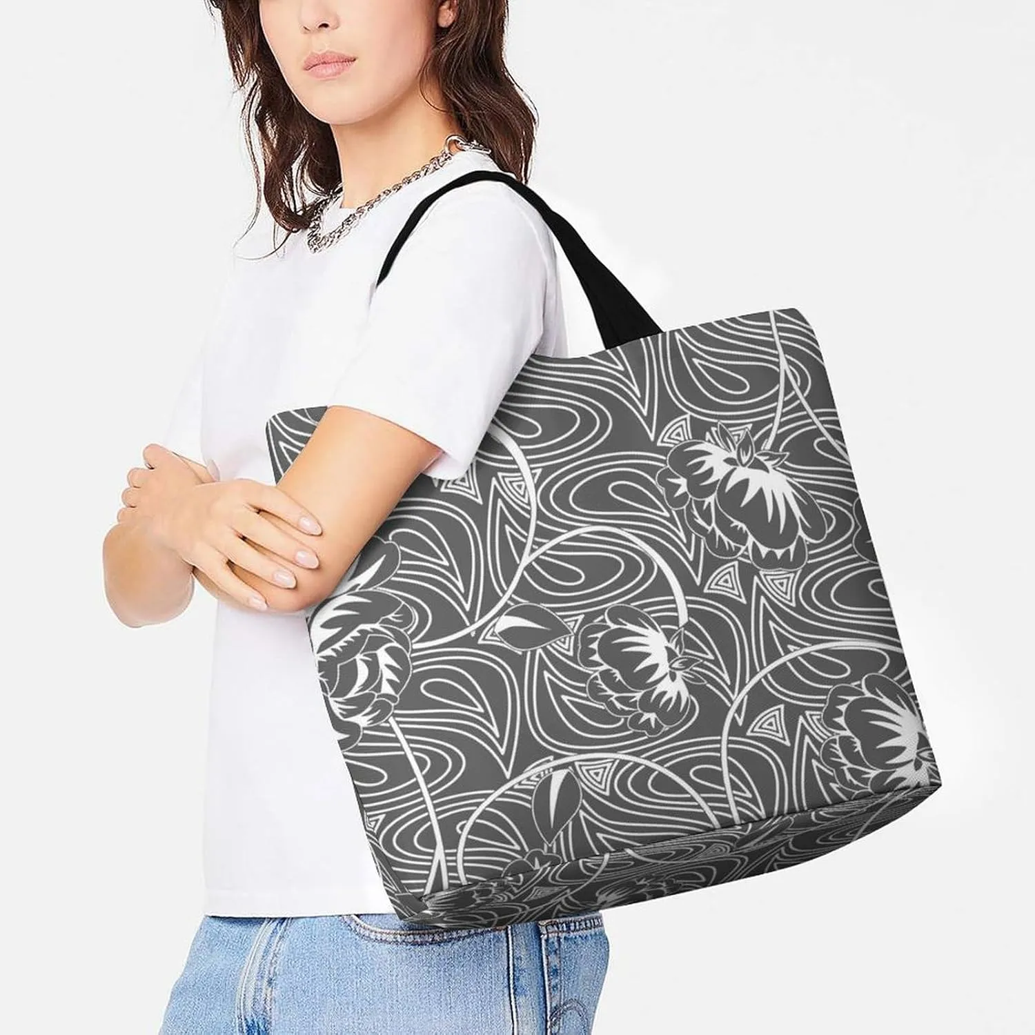 Womens Large Capacity Tote Bag for Shopping Travel and Daily Use Stylish Canvas Shoulder Bag for Beach Grocery Work