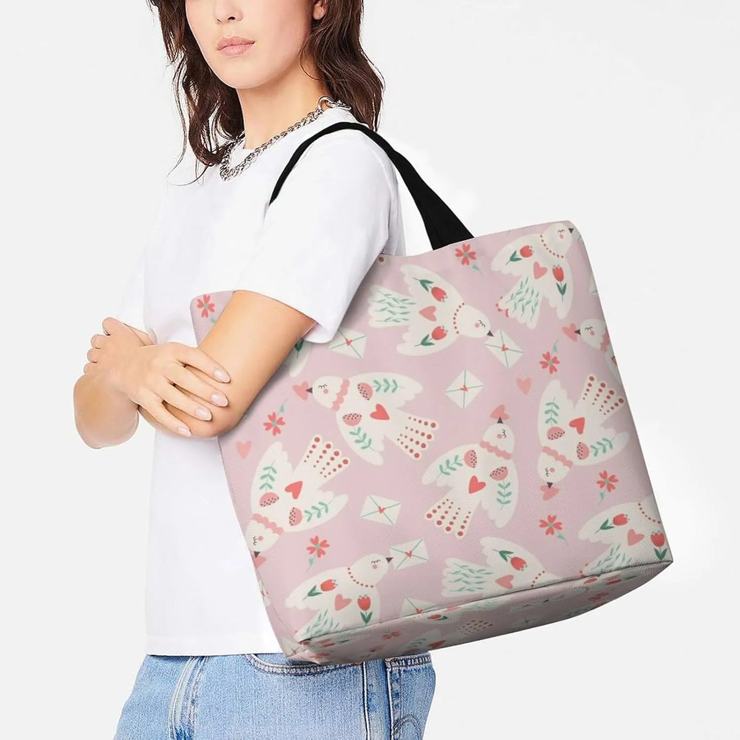 Womens Large Capacity Tote Bag for Shopping Travel and Daily Use Stylish Canvas Shoulder Bag for Beach Grocery Work