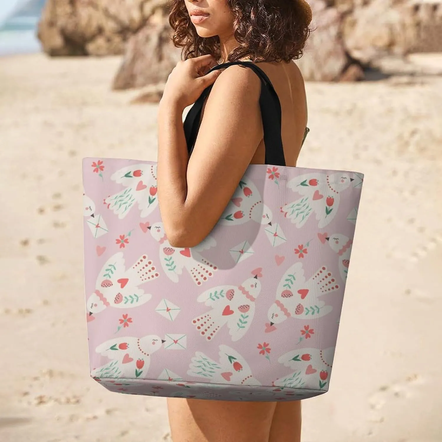 Womens Large Capacity Tote Bag for Shopping Travel and Daily Use Stylish Canvas Shoulder Bag for Beach Grocery Work