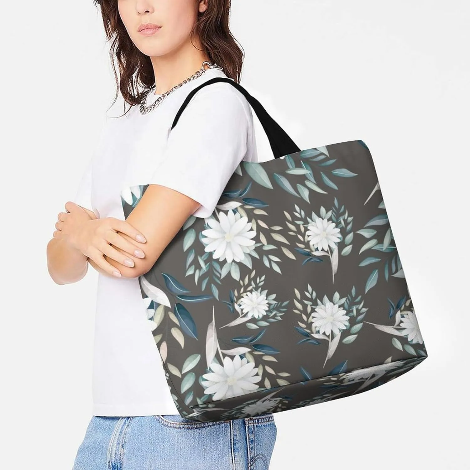 Womens Large Capacity Tote Bag for Shopping Travel and Daily Use Stylish Canvas Shoulder Bag for Beach Grocery Work