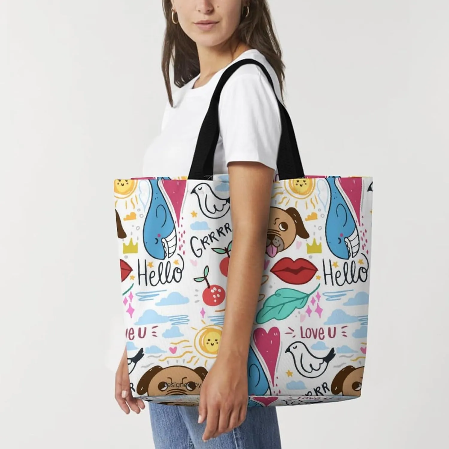 Womens Large Capacity Tote Bag for Shopping Travel and Daily Use Stylish Canvas Shoulder Bag for Beach Grocery Work
