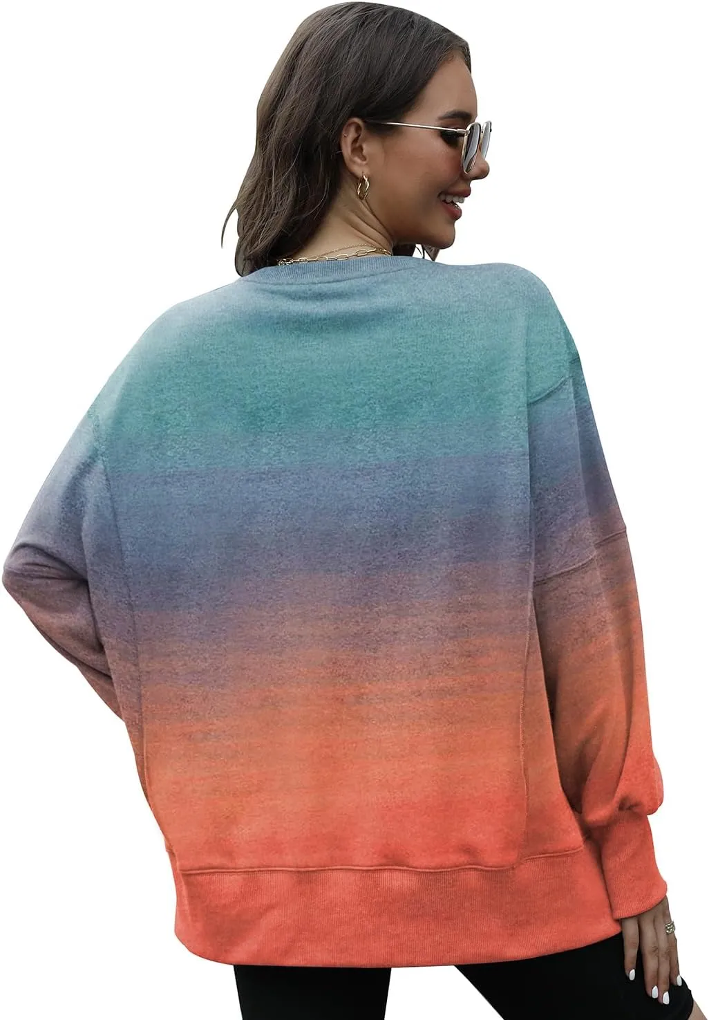 Womens Oversized Sweatshirts Crew Neck Long Sleeve Hoodies Casual Slit Sloucthy 2024 Trendy Pullover Clothes