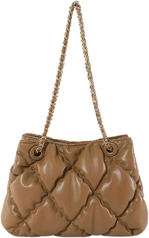 Women's Quilted Vegan Leather Shoulder Crossbody Bag Y2K Diamond Large Totes Handbag Fashion Purse Top Handle Satchel