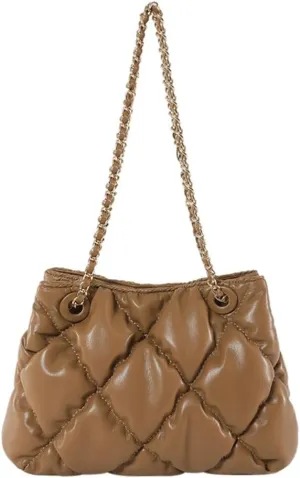 Women's Quilted Vegan Leather Shoulder Crossbody Bag Y2K Diamond Large Totes Handbag Fashion Purse Top Handle Satchel