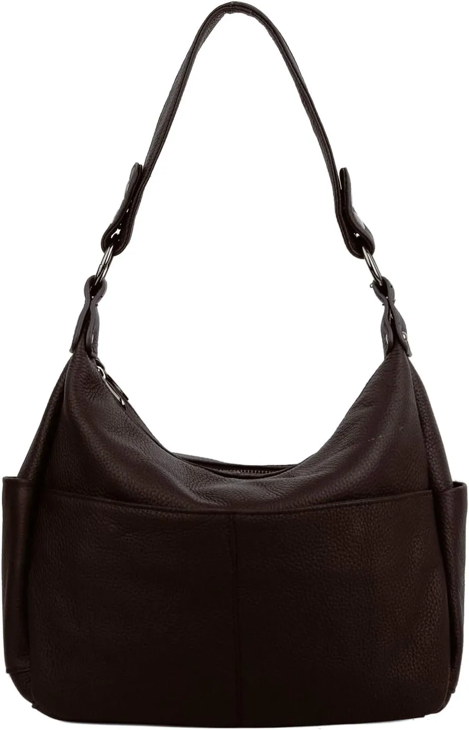 YALUXE Women's Genuine Leather Shoulder Bags Hobo Handbags Purses with Double Zipper Pockets and Crossbody Strap
