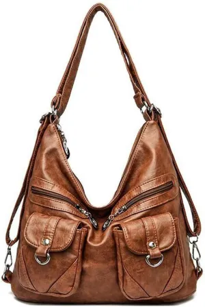 ZiMing Vintage Women Handbags Purses Soft PU Leather Shoulder Bag Hobo Handbag Tote Bags Backpack Stylish Satchel Zip Pocket