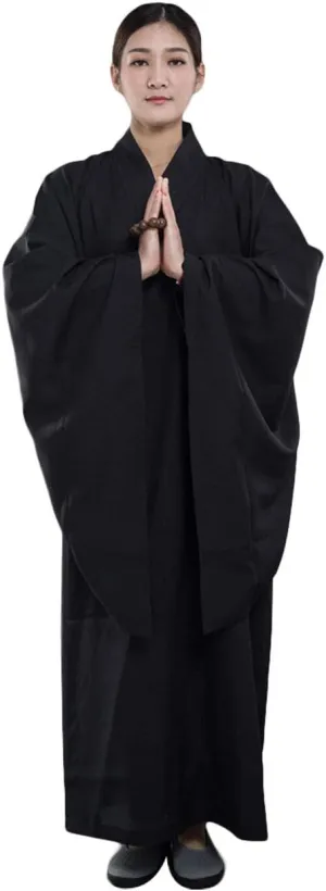 ZooBoo Shaolin Unisex Monk Kung fu Robe Costume Long Gown Meditation Suit