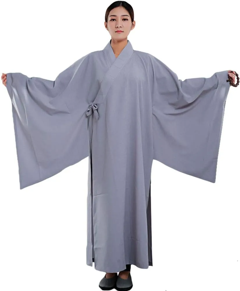 ZooBoo Shaolin Unisex Monk Kung fu Robe Costume Long Gown Meditation Suit