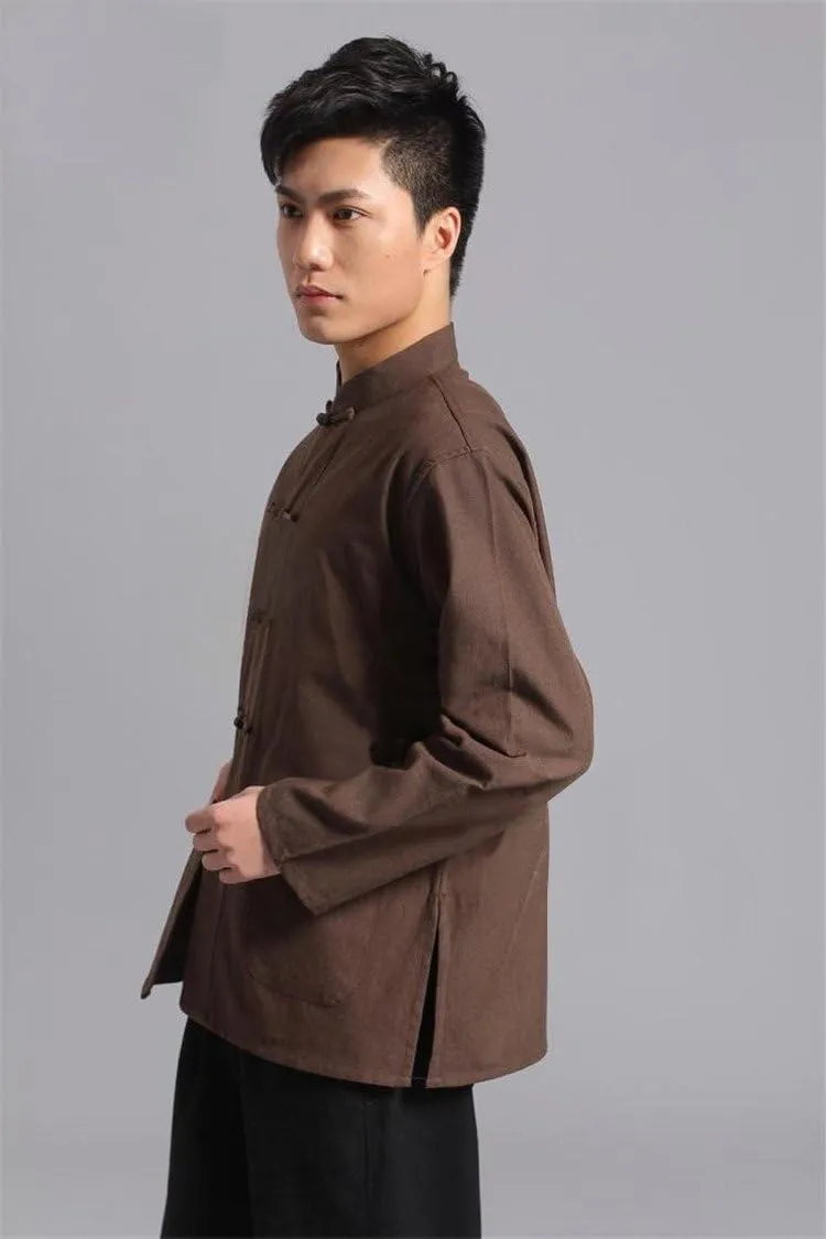ZooBoo Traditional Long Sleeve Tang Kung Fu Uniform Men's Shirt