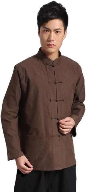ZooBoo Traditional Long Sleeve Tang Kung Fu Uniform Men's Shirt