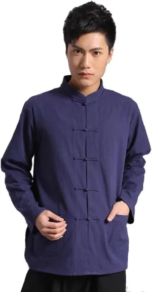 ZooBoo Traditional Long Sleeve Tang Kung Fu Uniform Men's Shirt