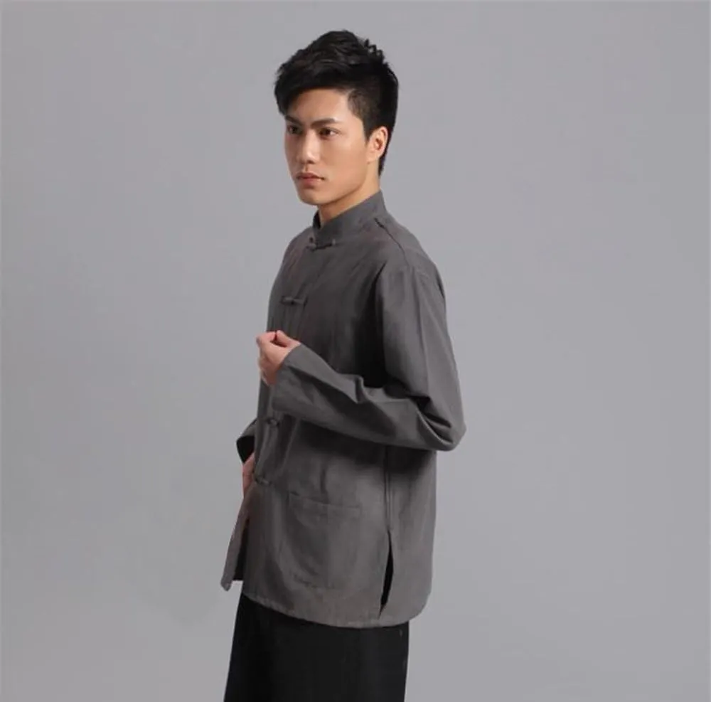 ZooBoo Traditional Long Sleeve Tang Kung Fu Uniform Men's Shirt