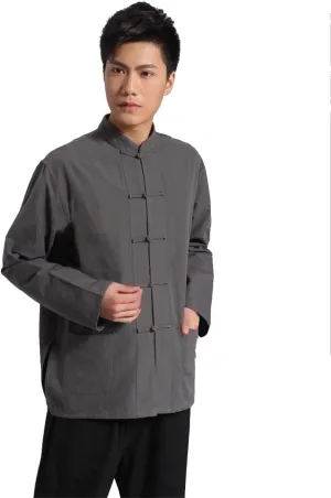 ZooBoo Traditional Long Sleeve Tang Kung Fu Uniform Men's Shirt